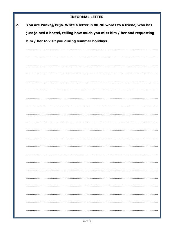A2ZWorksheets:English-Writing-Informal Letter
