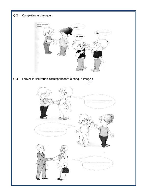 A2ZWorksheets:Language-French-French Worksheet - Saluer Et Se Présenter