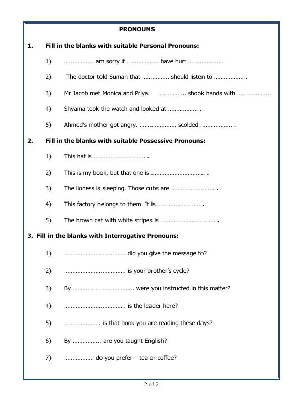 A2ZWorksheets:English-Grammar-Pronouns