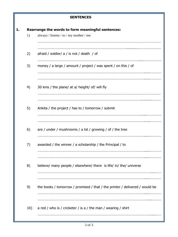 A2ZWorksheets:English-Grammar-Sentences