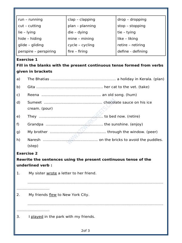 A2ZWorksheets:English-Grammar-Present Continuous Tense