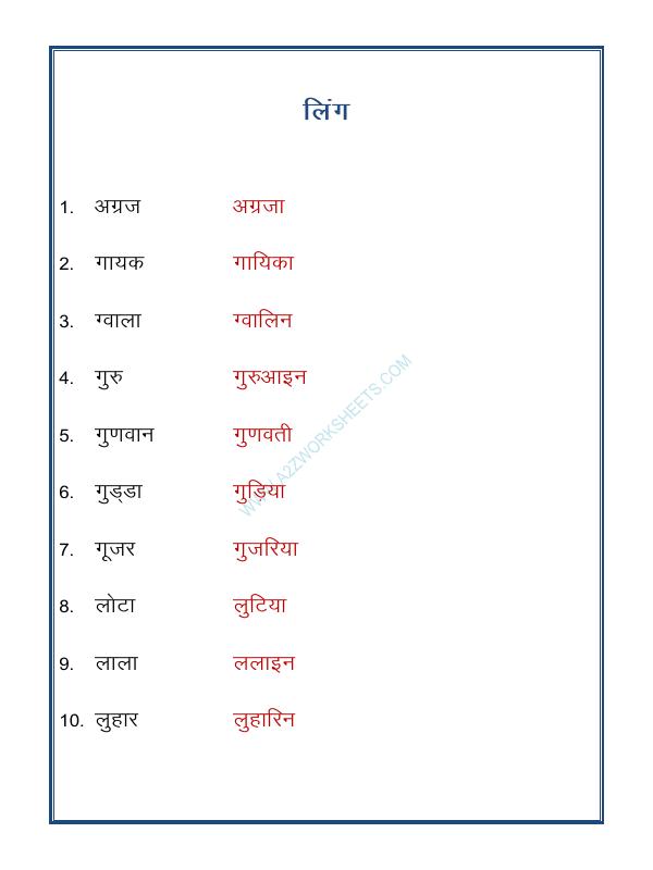 A2ZWorksheets:Language-Hindi-Hindi Grammar- Ling Badlo (Gender)-12