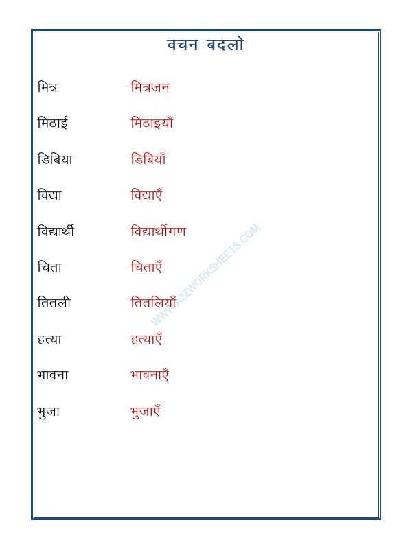 A2ZWorksheets:Language-Hindi-Hindi Grammar- Vachan Badlo (Singular Plural)-09