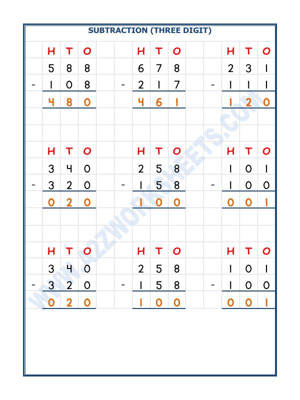 A2ZWorksheets:Maths-Subtraction-Subtraction - 3 Digit Subtraction-02