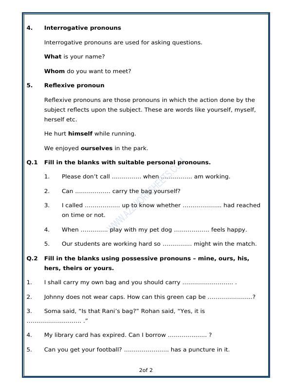 A2ZWorksheets:English-Grammar-Pronouns