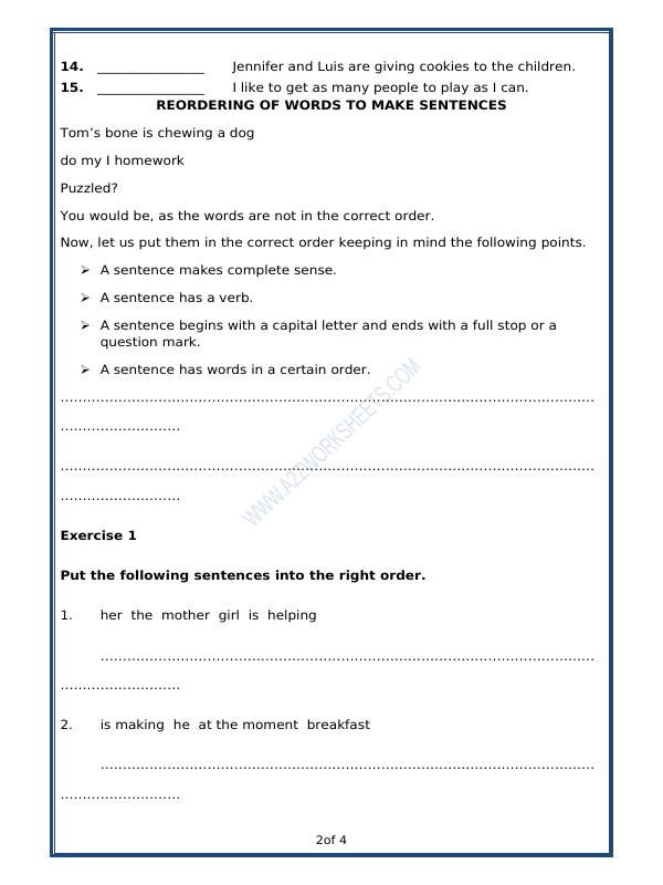 A2ZWorksheets:English-Grammar-Sentence