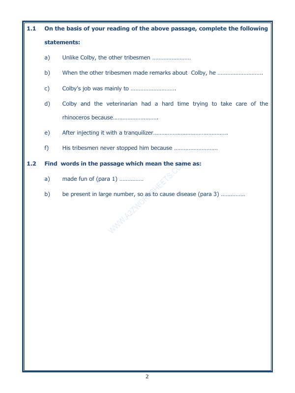 A2ZWorksheets:English-Reading-Comprehension Passage-34