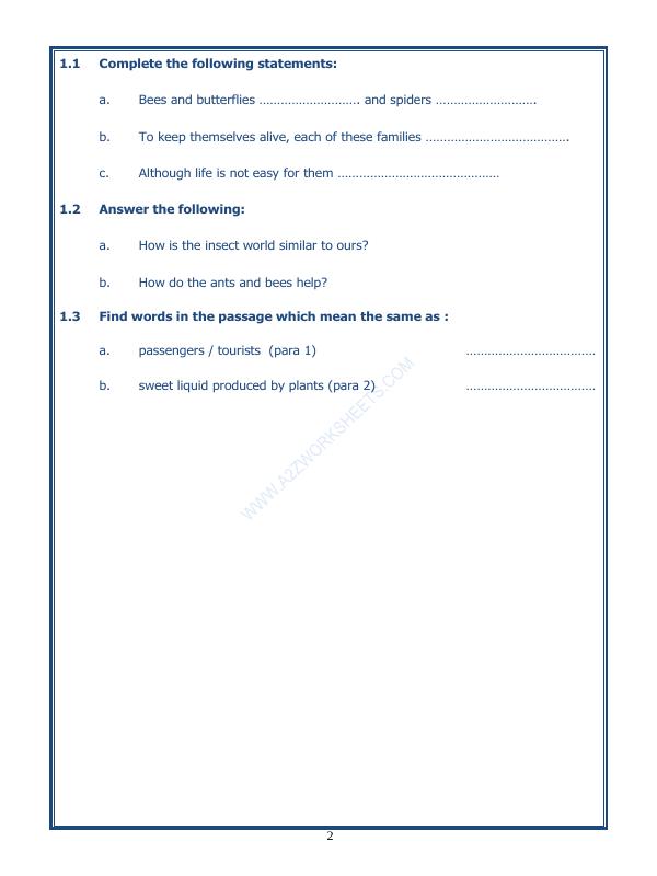 A2ZWorksheets:English-Reading-Comprehension Passage-36