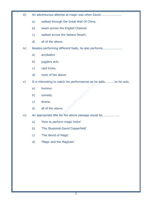 A2ZWorksheets:English-Reading-Comprehension Passage-46