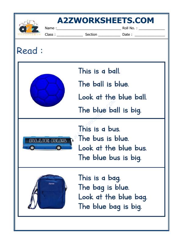 A2Zworksheets:Worksheet of English Reading Practice-01-Reading-English
