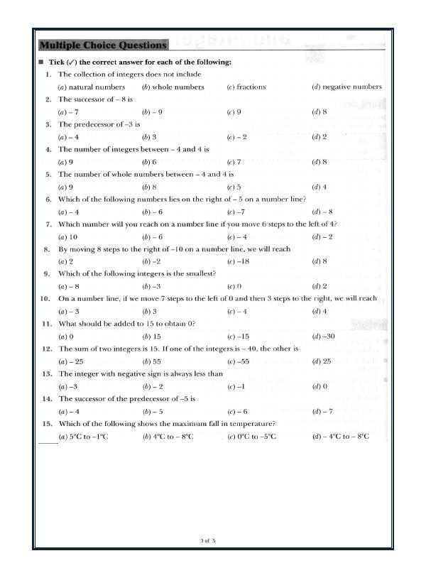 A2ZWorksheets:Maths-Integers-Integers