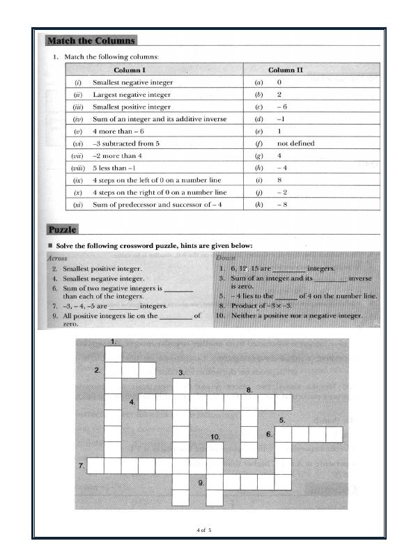 A2ZWorksheets:Maths-Integers-Integers