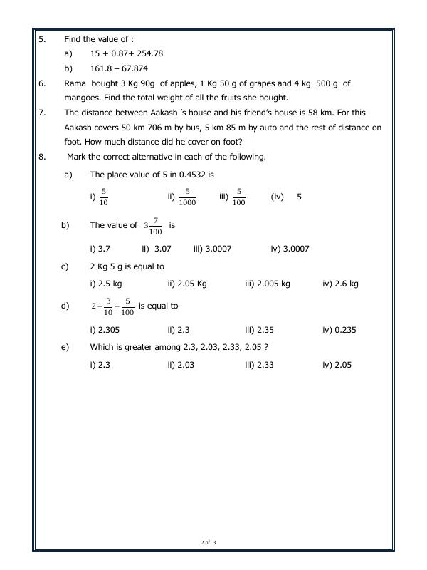 A2ZWorksheets:Maths-Decimals-Decimals