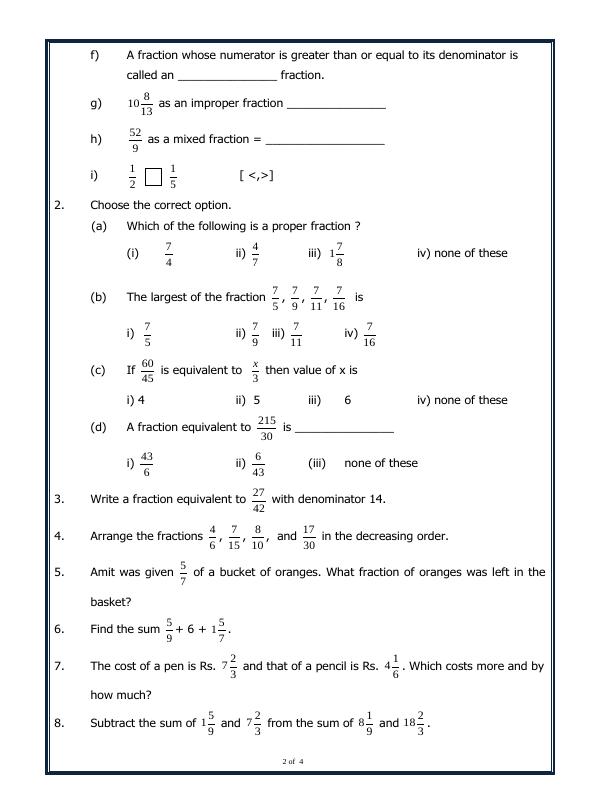 A2ZWorksheets:Maths-Fractions-Fractions