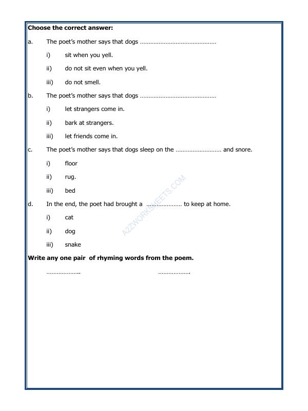 A2ZWorksheets:English-Reading-Comprehension Passage (Poem)- 16