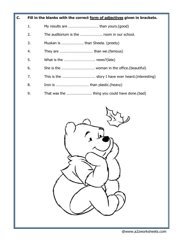 A2ZWorksheets:English-Grammar-Comparison Adjectives