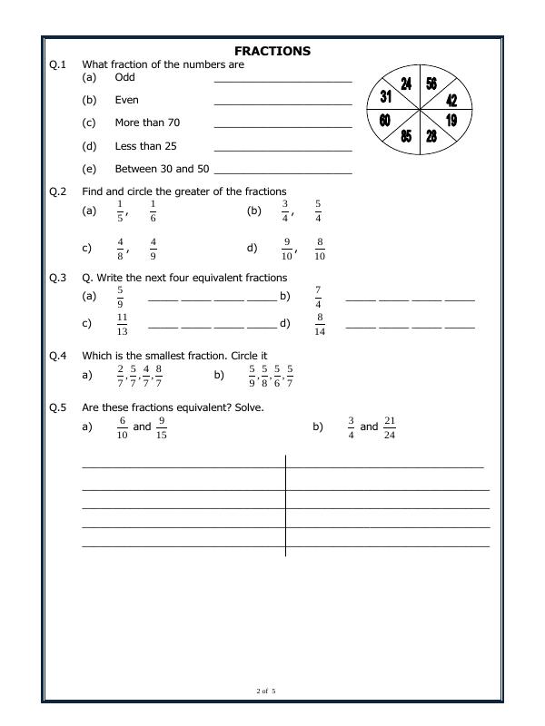 A2ZWorksheets:Maths-Fractions-Types Of Fractions
