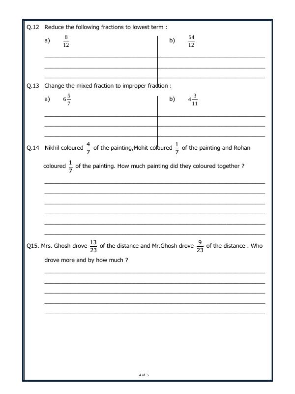 A2ZWorksheets:Maths-Fractions-Types Of Fractions