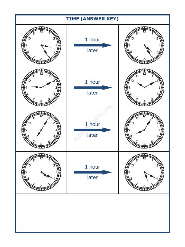 A2ZWorksheets:Maths-Measurement-Telling Time - 1 Hour Interval (Draw The Clock) - 04