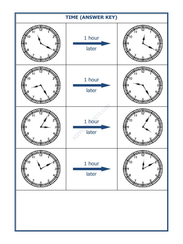 A2ZWorksheets:Maths-Measurement-Telling Time - 1 Hour Interval (Draw The Clock) - 05
