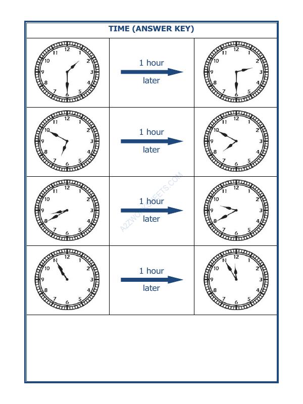 A2ZWorksheets:Maths-Measurement-Telling Time - 1 Hour Interval (Draw The Clock) - 06