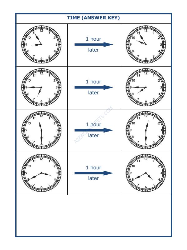 A2ZWorksheets:Maths-Measurement-Telling Time - 1 Hour Interval (Draw The Clock) - 07