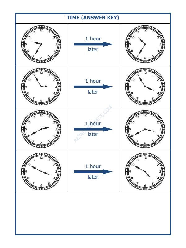 A2ZWorksheets:Maths-Measurement-Telling Time - 1 Hour Interval (Draw The Clock) - 09