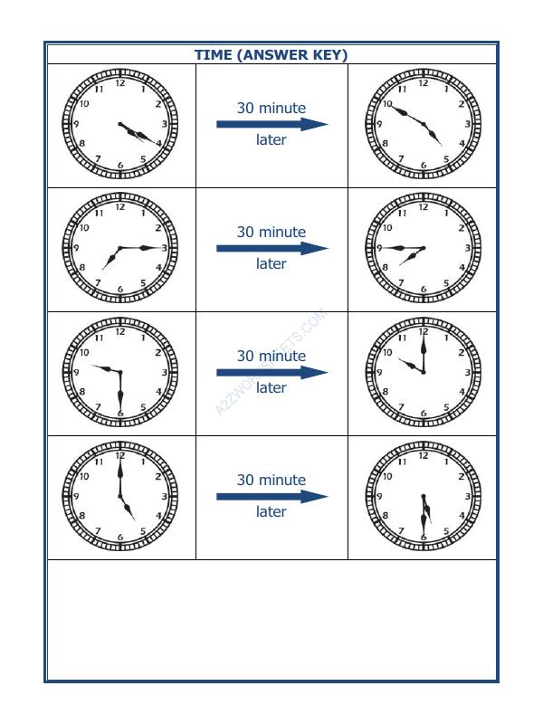 A2ZWorksheets:Maths-Measurement-Telling Time - 30 Minutes Interval (Draw The Clock) - 20