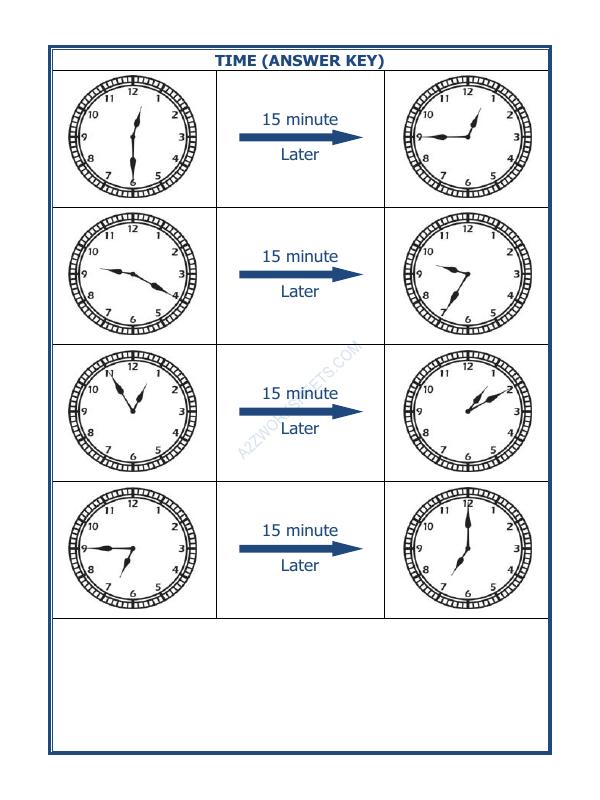 A2ZWorksheets:Maths-Measurement-Telling Time - 15 Minutes Interval (Draw The Clock) - 21