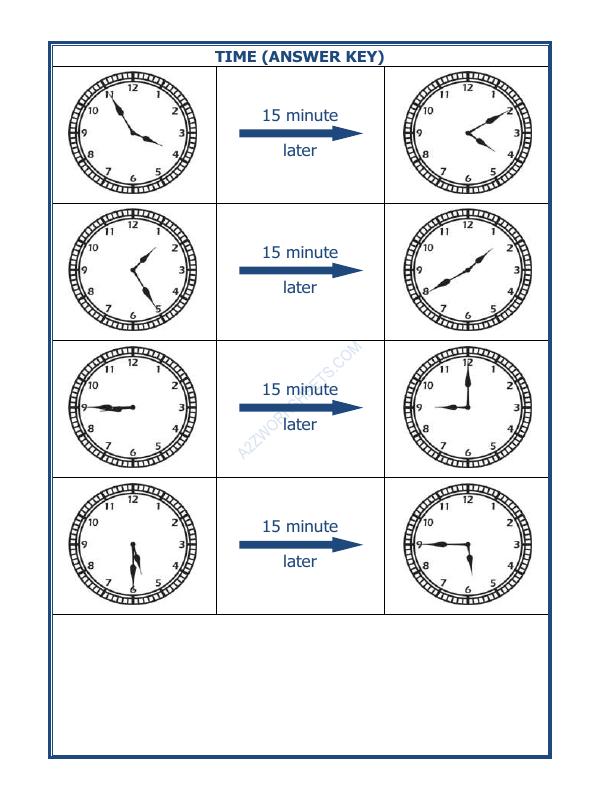 A2ZWorksheets:Maths-Measurement-Telling Time - 15 Minutes Interval (Draw The Clock) - 22