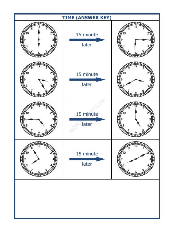 A2ZWorksheets:Maths-Measurement-Telling Time - 15 Minutes Interval (Draw The Clock) - 29