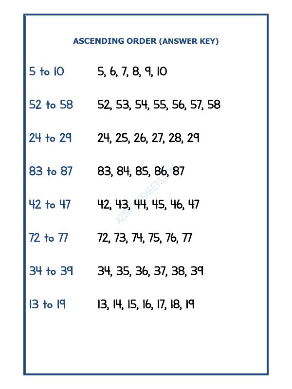 A2ZWorksheets:Maths-Numbers-Ascending Order-01