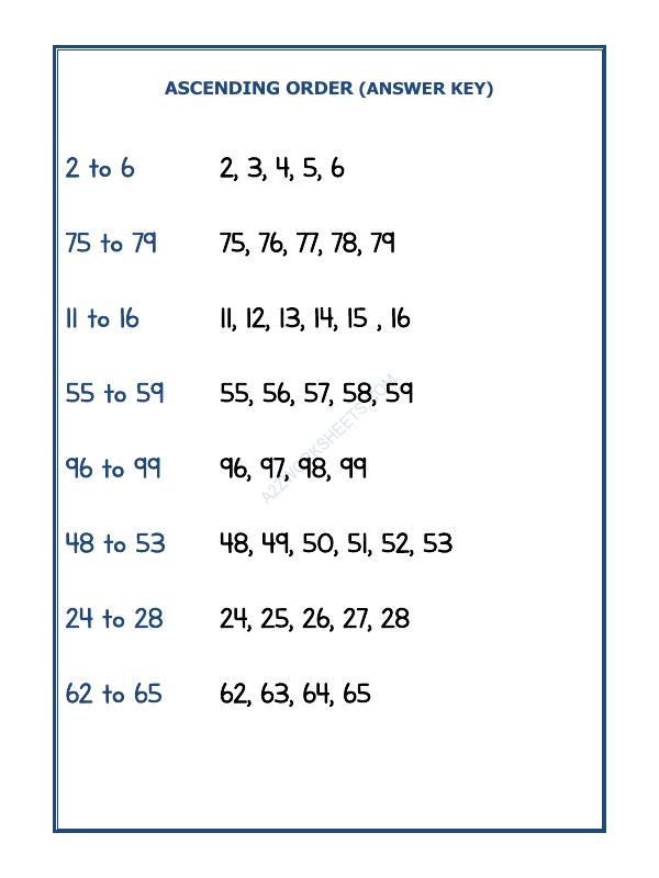 A2ZWorksheets:Maths-Numbers-Ascending Order - 04
