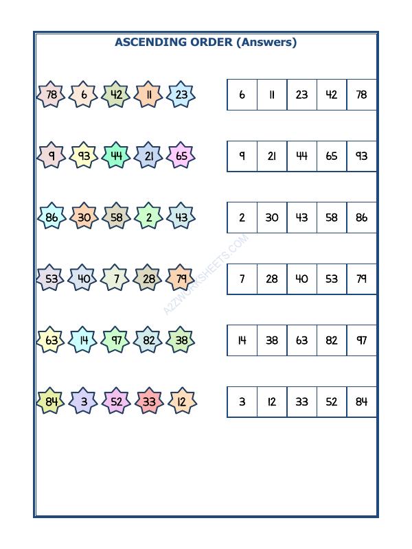 A2ZWorksheets:Maths-Numbers-Ascending Order-11
