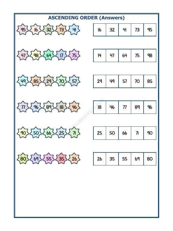 A2ZWorksheets:Maths-Numbers-Ascending Order-13