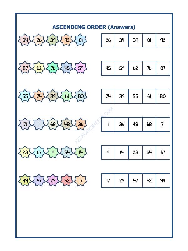 A2ZWorksheets:Maths-Numbers-Ascending Order-14