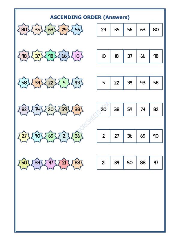 A2ZWorksheets:Maths-Numbers-Ascending Order - 16
