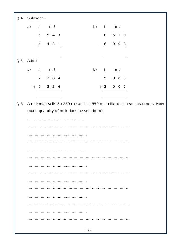 A2ZWorksheets:Maths-Measurement-Measurement Of Capacity