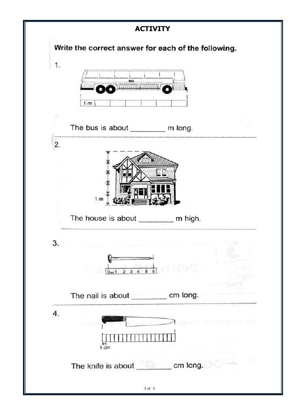 A2ZWorksheets:Maths-Measurement-Measurement Of Length