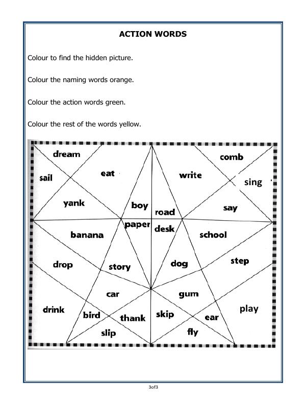 A2ZWorksheets:English-Grammar-Action Words