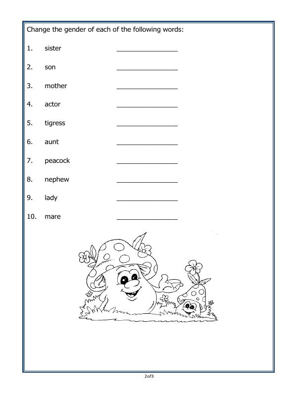 A2ZWorksheets:English-Grammar-Genders