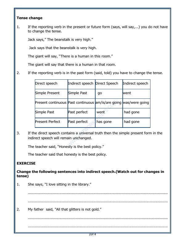 A2ZWorksheets:English-Grammar-Direct And Indirect Speech