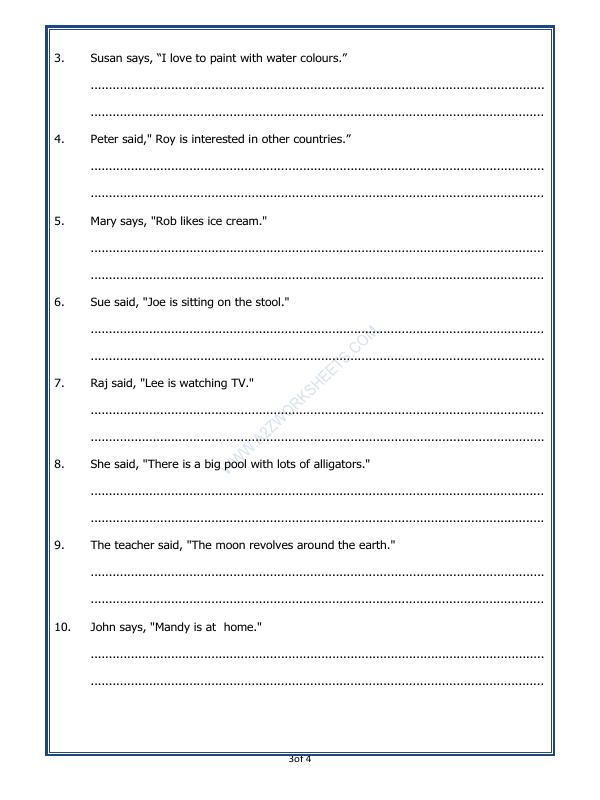A2ZWorksheets:English-Grammar-Direct And Indirect Speech