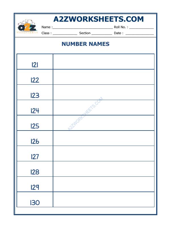 A2Zworksheets:Worksheet of Number Names - 47-Numbers-Maths