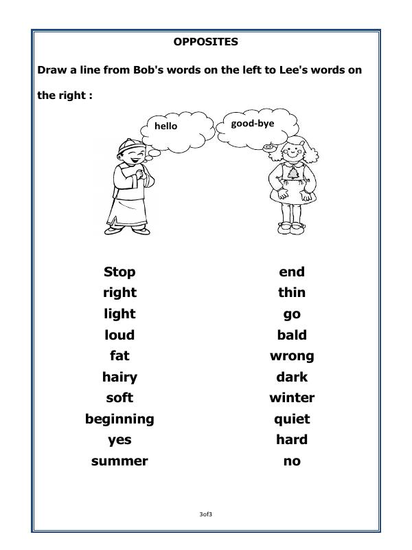 A2ZWorksheets:English-Grammar-Opposites