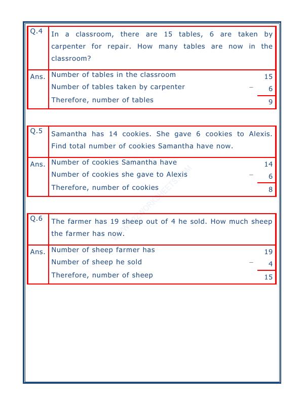 A2ZWorksheets:Maths-Subtraction-Subtraction Word Problems - 01