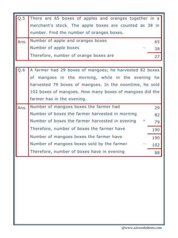 A2ZWorksheets:Maths-Subtraction-Subtraction Word Problems - 05
