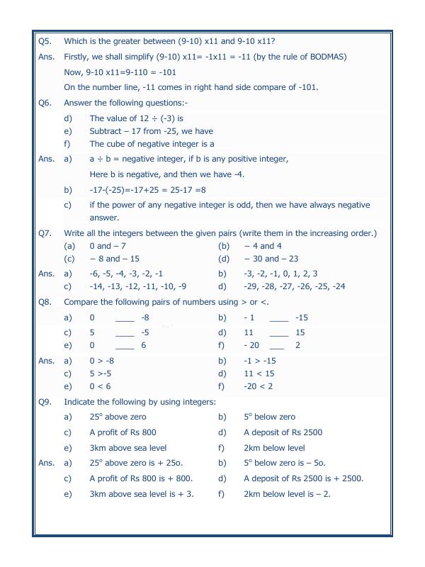 A2ZWorksheets:Maths-Integers-Integers - 04