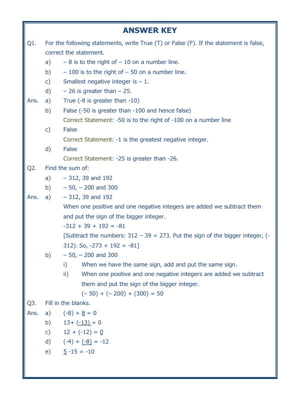 A2ZWorksheets:Maths-Integers-Integers - 05