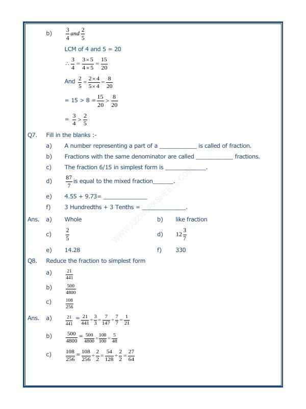A2ZWorksheets:Maths-Fractions-Fractions - 03